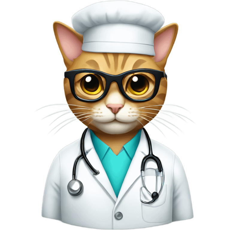 smiling doctor cat wearing black sunglasses emoji