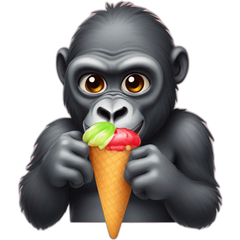 Gorilla eating popsicles emoji