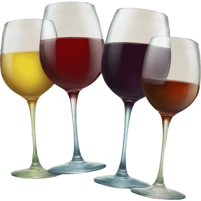 Four glasses of wine different colors emoji