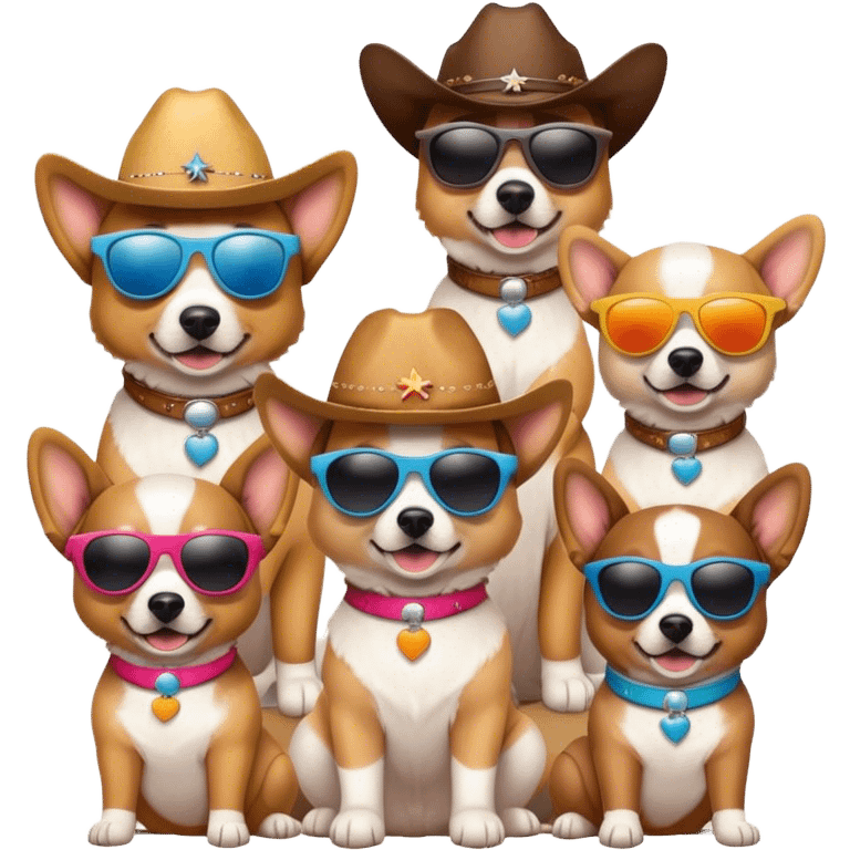 3 cowboy dogs snowboarding birthday party emoji