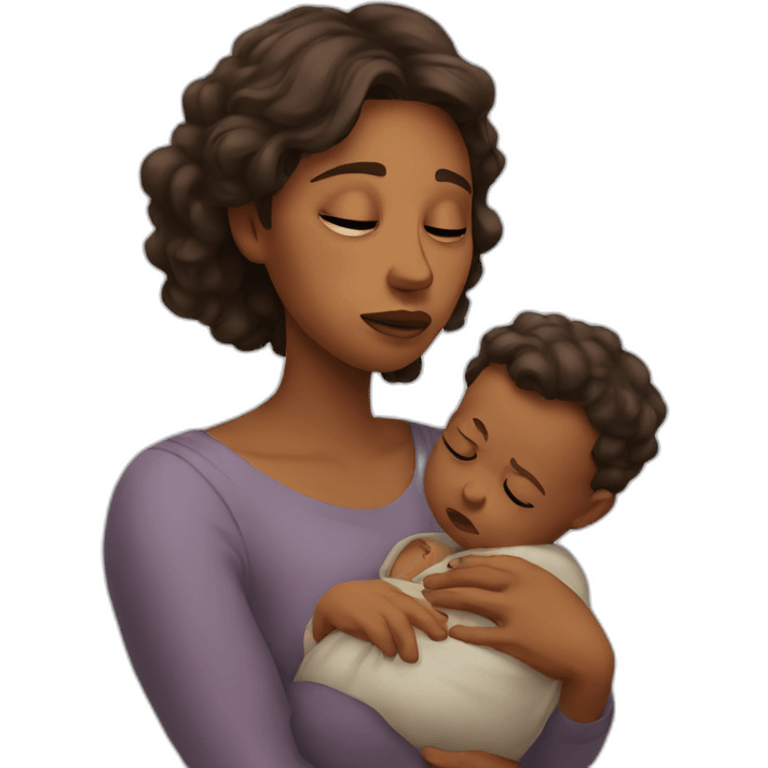 Sad woman with baby emoji