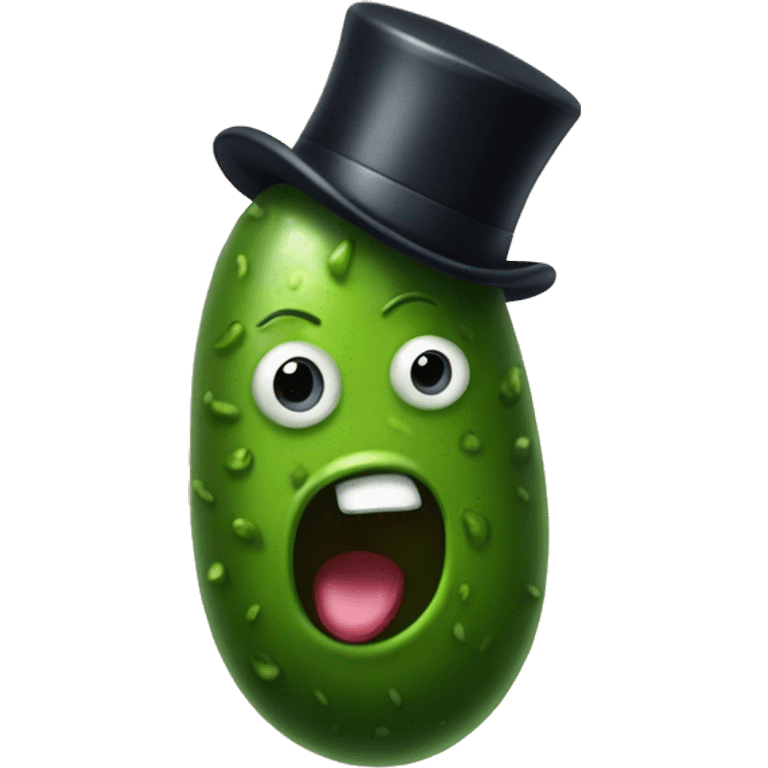 Dancing pickle with a top hat and a monocle emoji