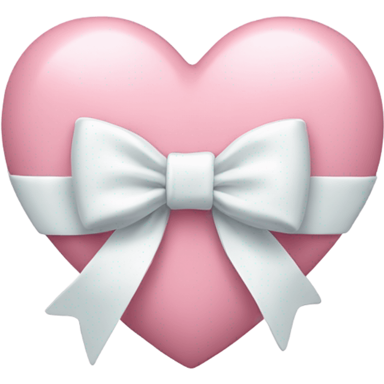 Pastel pink heart with white bow emoji