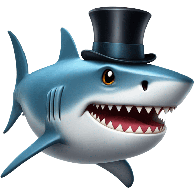 Shark with a top hat emoji