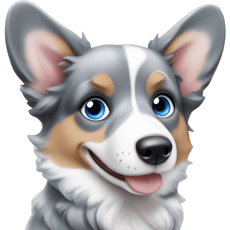 Blue Merle corgi with blue eyes emoji