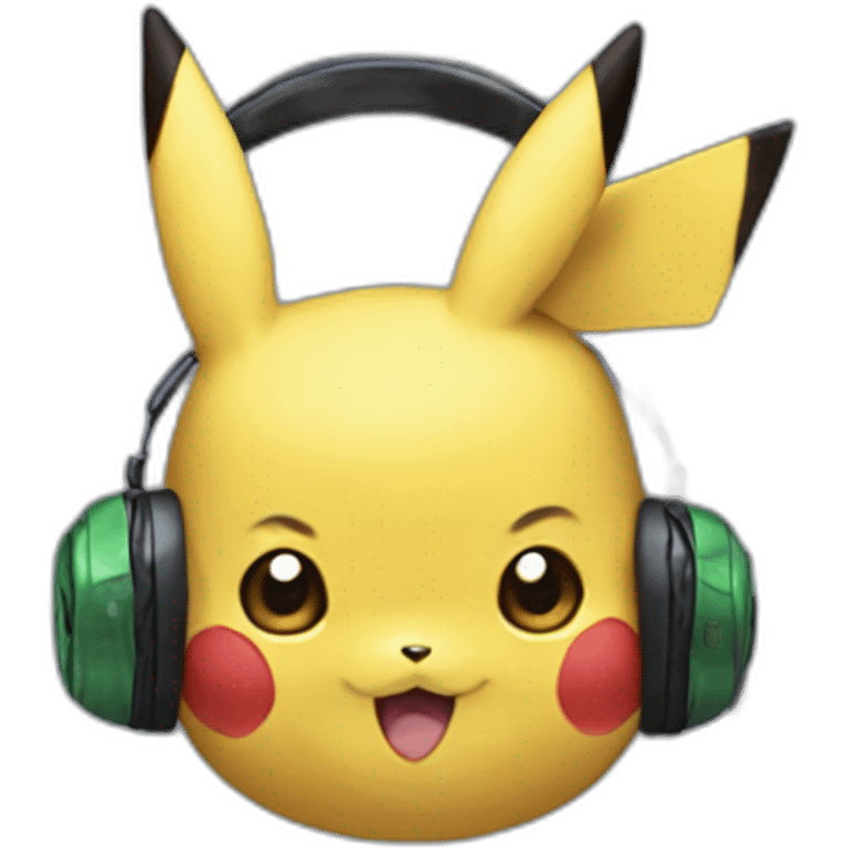 pikachu wearing gaming headset emoji