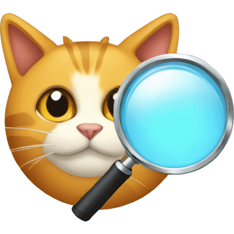 magnifying glass looking at a cat emoji