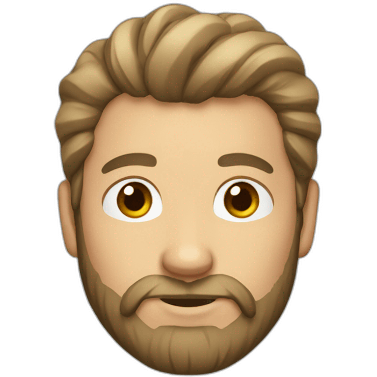 a bearded white brown-haired man with a manbun emoji