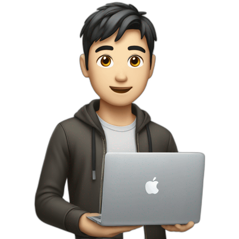 japanese handsome software engineer with macbook emoji