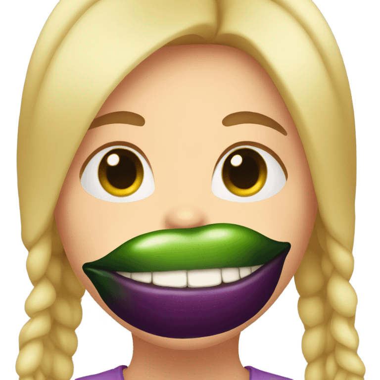 Girl eating eggplant in her mouth  emoji