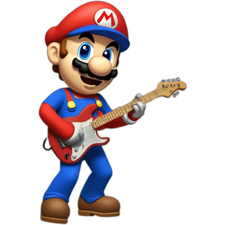 Super Mario playing electric guitar emoji