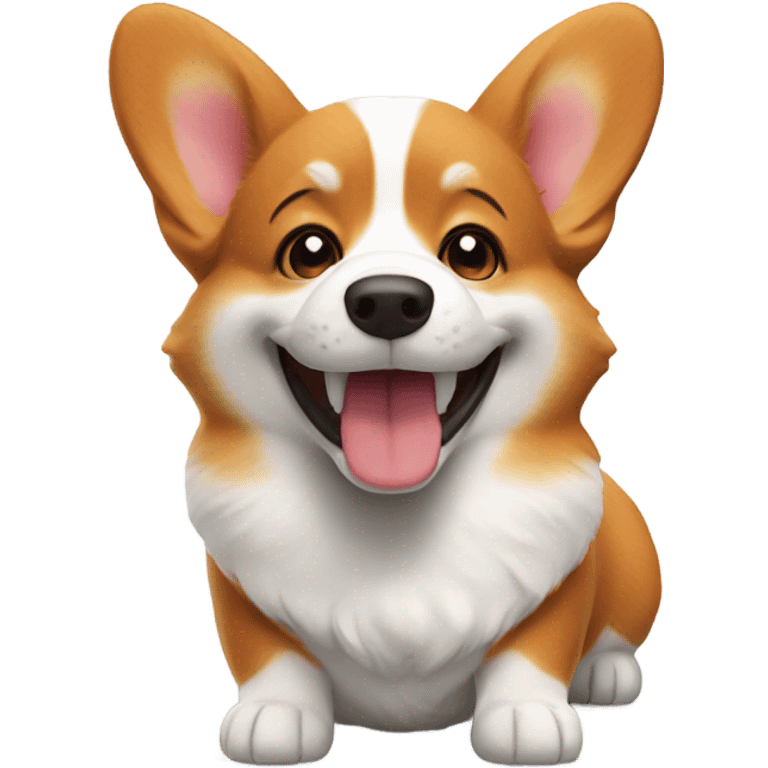 Red white corgi smiling emoji