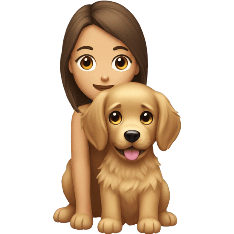 golden retriever with brunette girl  emoji