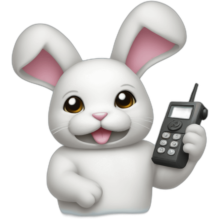 Rabbit with Telephone Head Set emoji