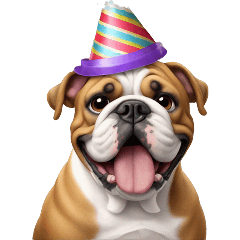 English bulldog with birthday hat  emoji