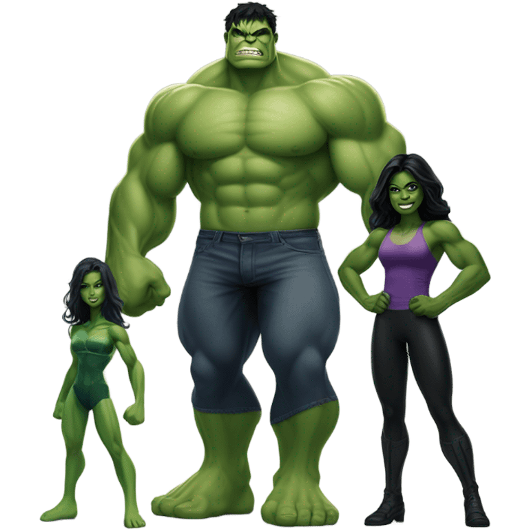 Mini cute Hulk with she hulk emoji