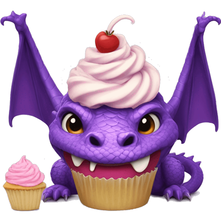 Purple dragon eating a cupcake emoji