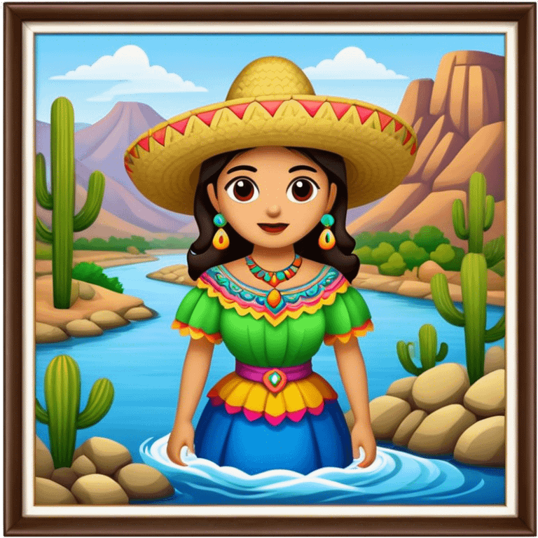 trajinera mexicana en un río emoji