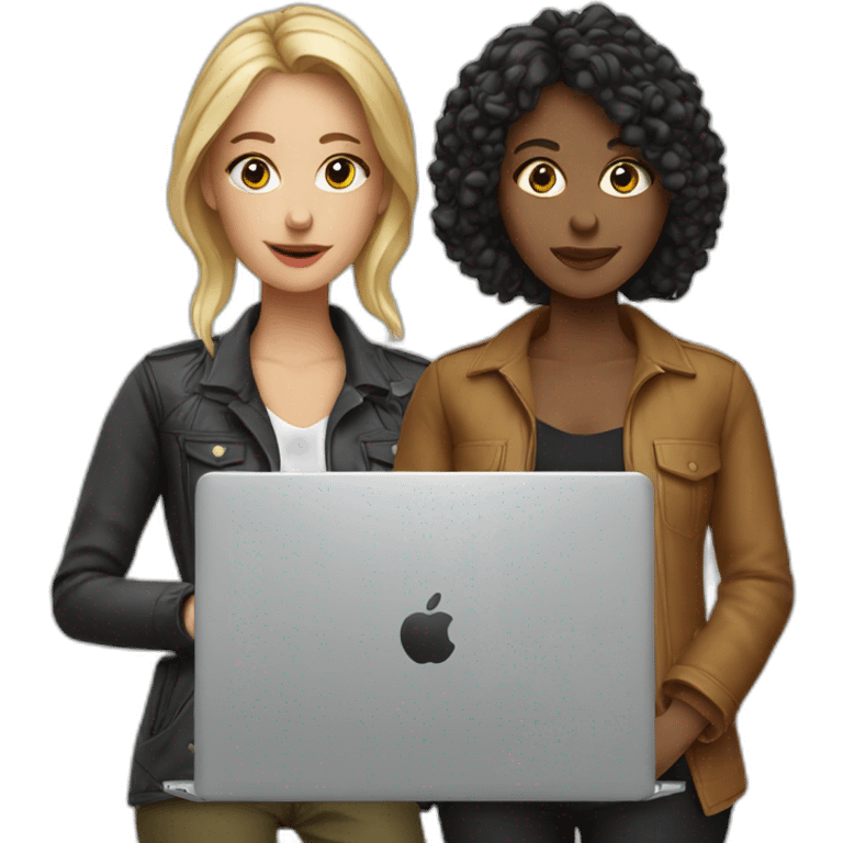 2 european female designers with laptop emoji