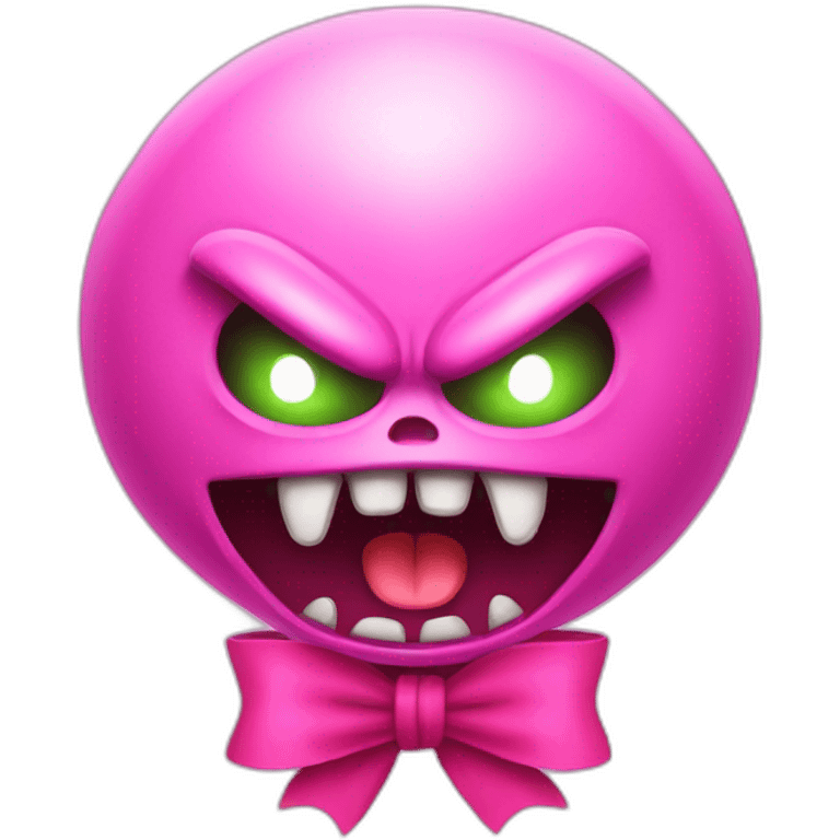 Angry and mad alien with a pink bow emoji