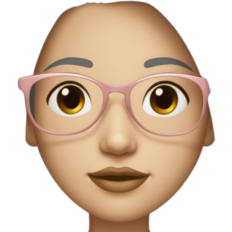 young white girl with rose gold glasses and black straight hair emoji