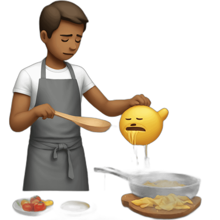 crying boy cooking food emoji