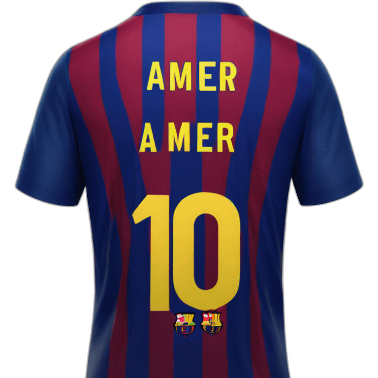 Barcelona player's shirt number 10 and the player's name is amer  emoji