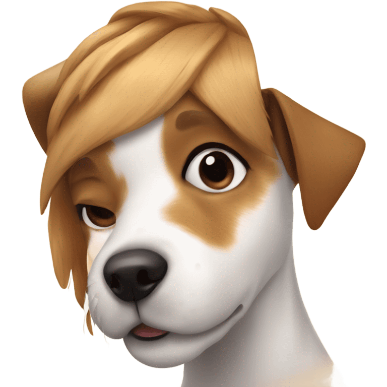 Girl and dog of the breed Jack Russell emoji