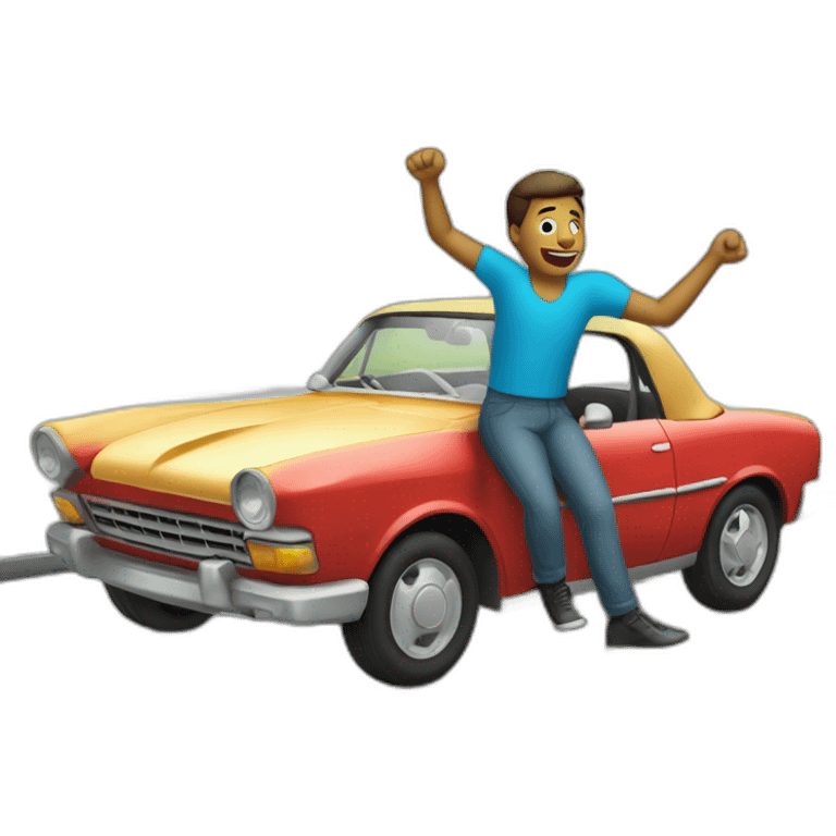 homme qui danse sur une voiture emoji