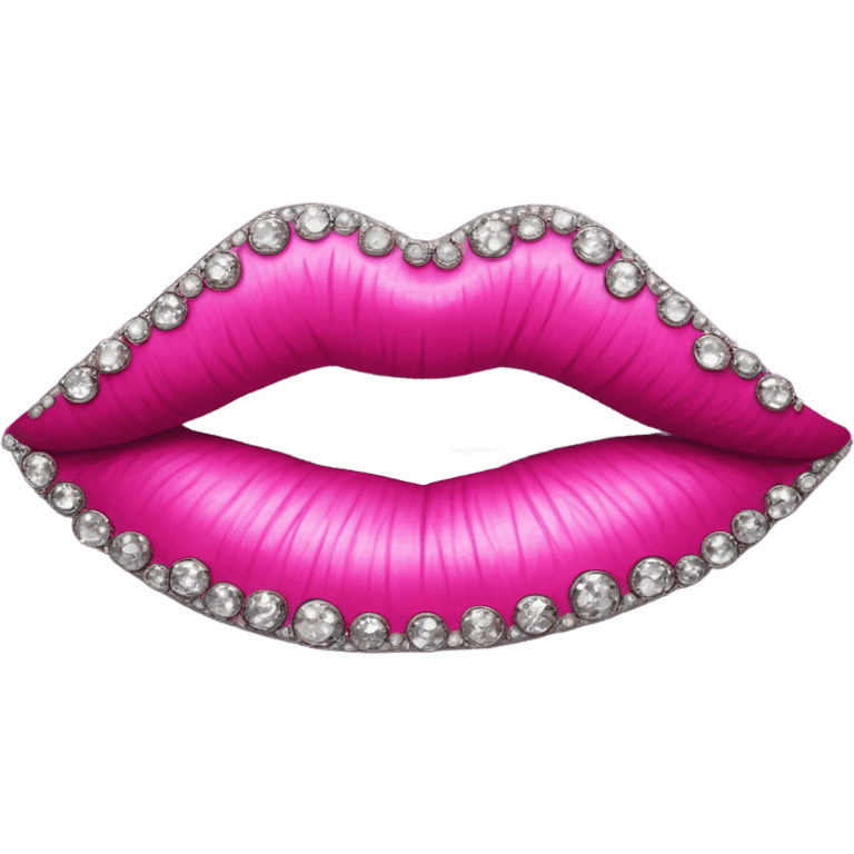 Bedazzled hot pink lips emoji