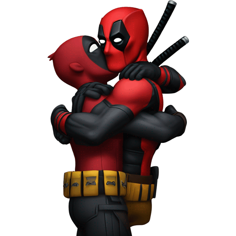 Deadpool hugging Wolverine emoji