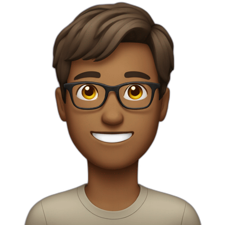 Young brown short haired men with glasses throwing grape emoji