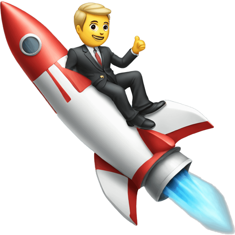 business man riding a rocket ship emoji