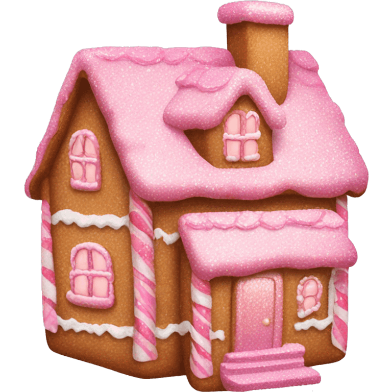 Pink glitter gingerbread house  emoji