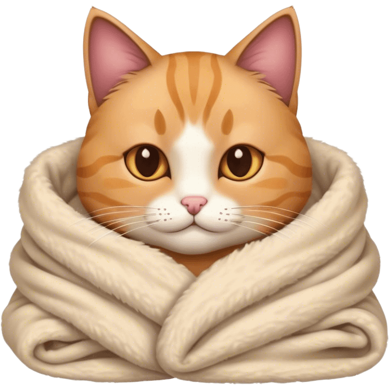 Cat cuddling a blanket emoji