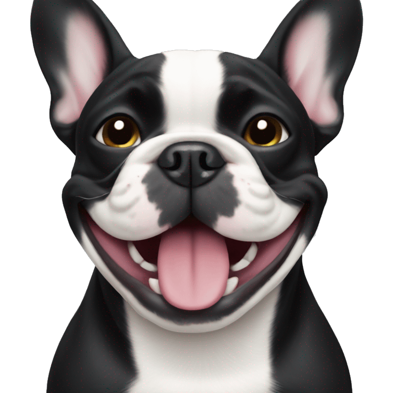 Black french bulldog smiling  emoji