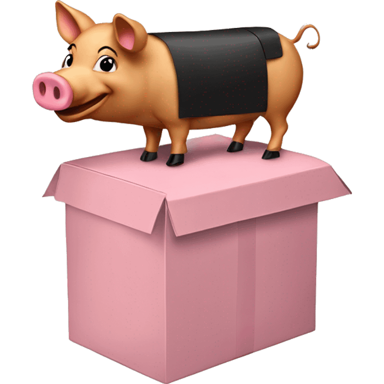 A shoe box riding on a pig emoji