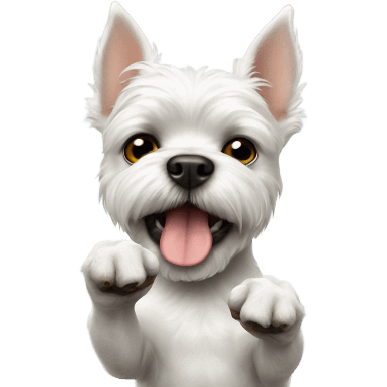 white french terrier giving the middle finger emoji