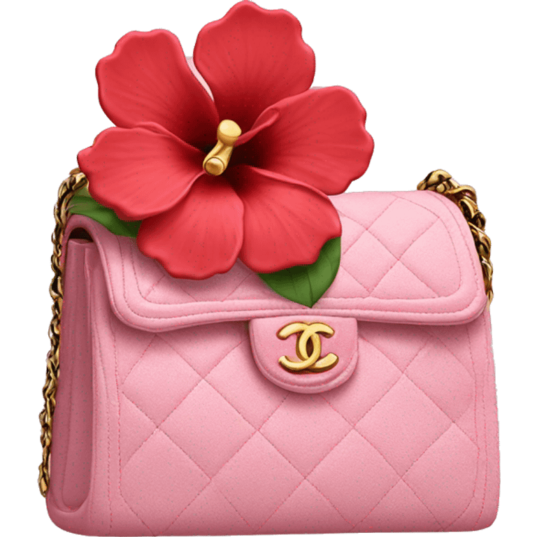 Chanel purse with hibiscus flower emoji