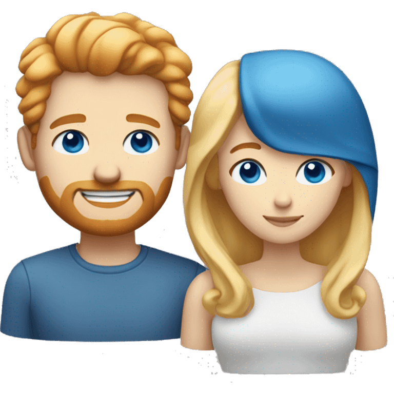 Couple white man with ginger hair and short beard and no mustache and blue eyes and a white woman with blonde hair and blue eyes  emoji