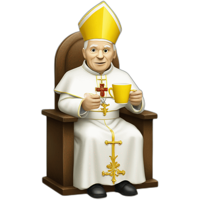 pope John Paul II with yellow face offering coffee emoji