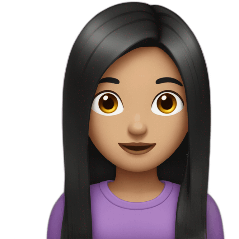 Straight long black hair girl emoji