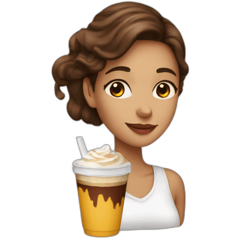 girl drink latte chocolate emoji