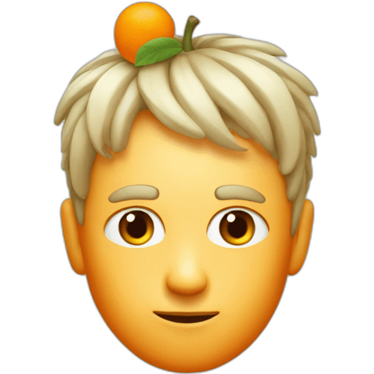 white guy with orange fruit in his head emoji