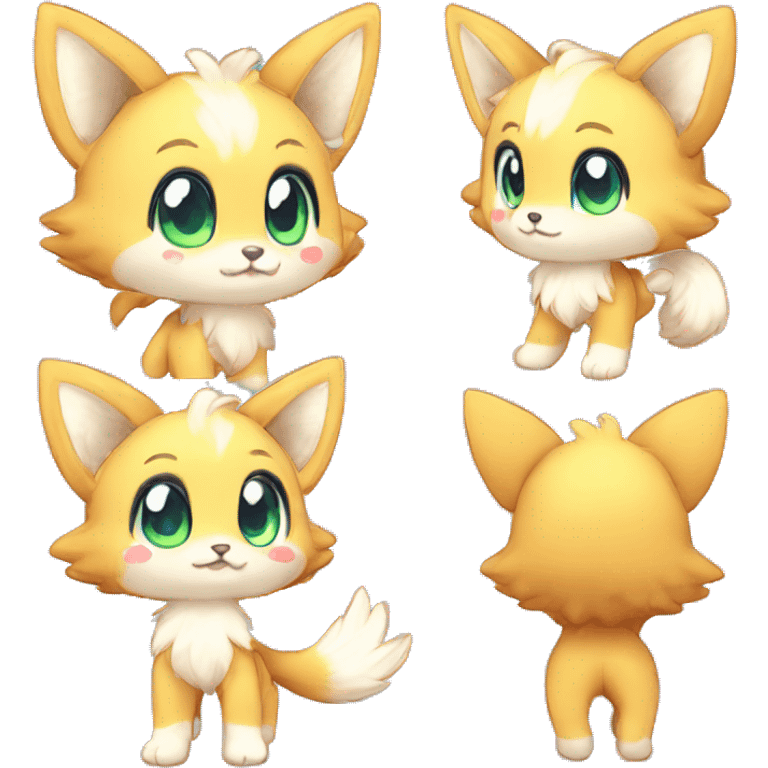 Cute Kawaii Chibi Anthro Fur-Sona Pretty Shiny Colorful Sparkly Fakemon Full Body emoji