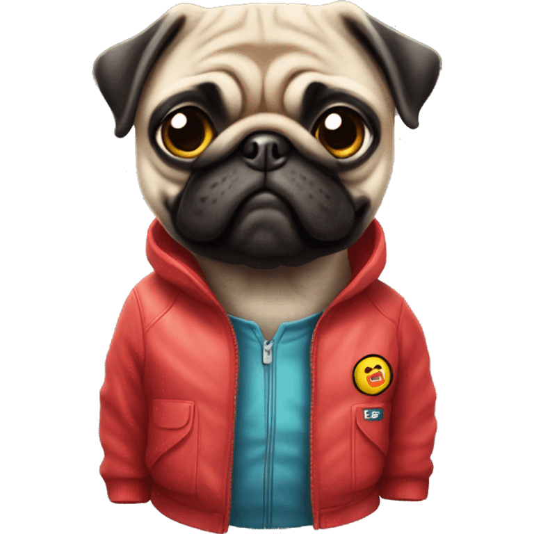 Pug wearing a Oxxo jacket emoji