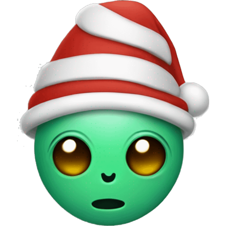 Alien wearing a Santa hat emoji