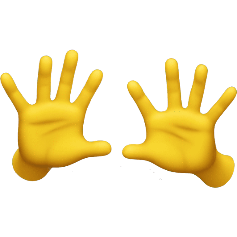 Two cartoonish yellow hands about to dap each other up at an upward angle like college students emoji