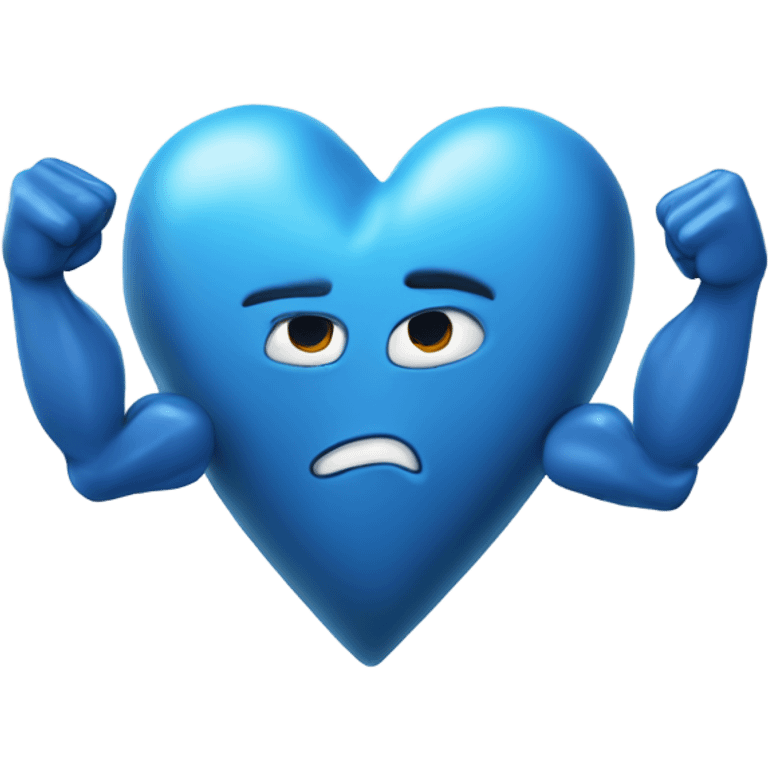 Blue love heart with muscles ￼ emoji