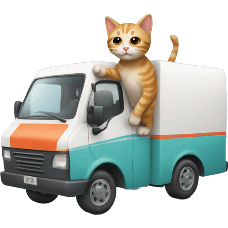 cat driving a moving van emoji